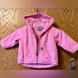 NEW Infant Carhartt  6 mo Pink Canvas Hooded Jacket Coat with tags